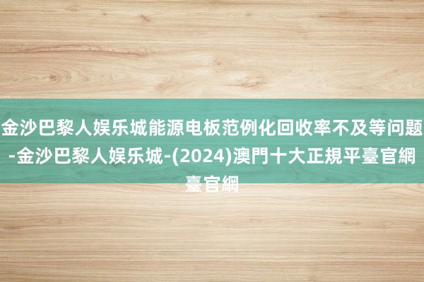 金沙巴黎人娱乐城能源电板范例化回收率不及等问题-金沙巴黎人娱乐城-(2024)澳門十大正規平臺官網